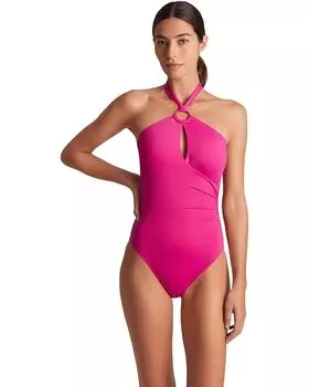 Купальник Lauren Ralph Lauren Beach Club Solid Macrame Ring High Neck One-Piece, цвет Freesia