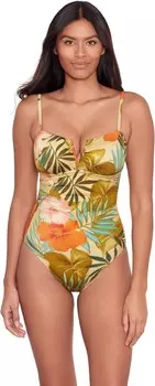 Купальник Lauren Ralph Lauren Island Tropical V Wire Over the Shoulder One Piece, цвет Multicolor