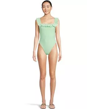 Купальник Lilly Pulitzer Aemma Ruffle One Piece, цвет Fauna Green Seersucker Stripe