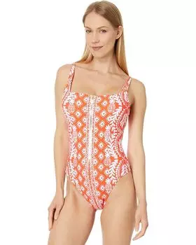 Купальник Lilly Pulitzer Emil One-Piece, цвет Flamingo Feather Harbour View Engineered