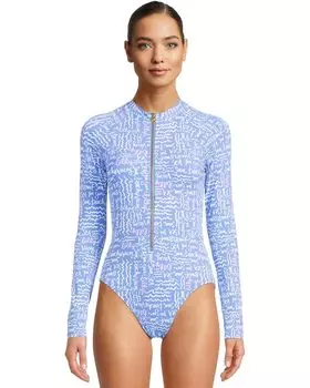 Купальник Lilly Pulitzer Randee Rashguard One-Piece, цвет Sunwashed Blue Seacrets