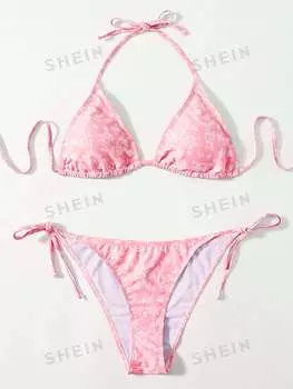 Купальник Little с цветочным принтом, розовый / белый