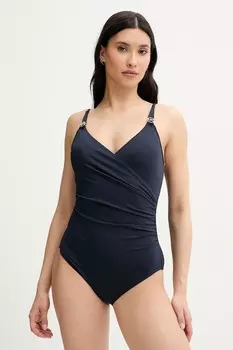 Купальник LOGO TRIM SURPLICE цельный Michael Michael Kors, темно-синий
