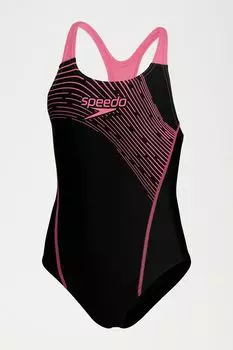 Купальник медалиста с логотипом для девочек Speedo, черный