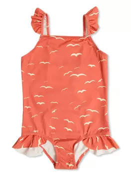 Купальник Mini Rodini с оборками, белый