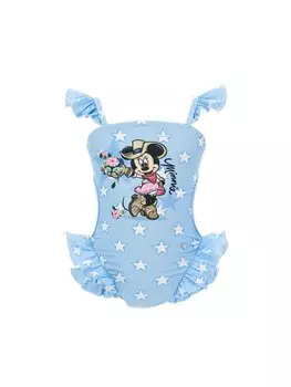 Купальник Minnie Disney Costume Cowgirl Monnalisa, цвет celeste/bianco