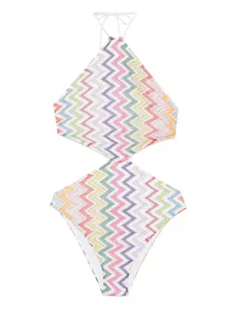Купальник Missoni с зигзагообразным вырезом халтер, белый
