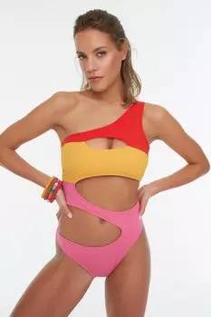 Купальник - Многоцветный - Цветной блок Trendyol, разноцветный