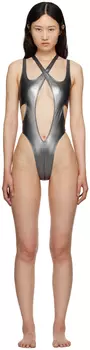 Купальник Mugler Серебряный скрещенный