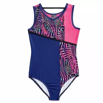 Купальник на бретелях Rainbeau Moves смещенного цвета для девочек 4–16 лет, синий