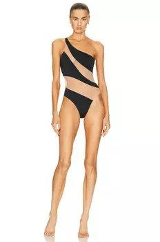 Купальник Norma Kamali Snake Mesh Mio One Piece, цвет Black & Nude