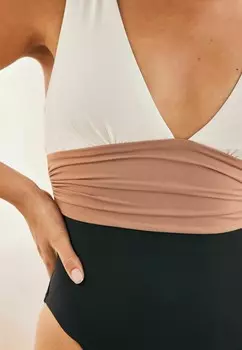 Купальник PLUNGE COLOURBLOCK TUMMY CONTROL Next, бежевый