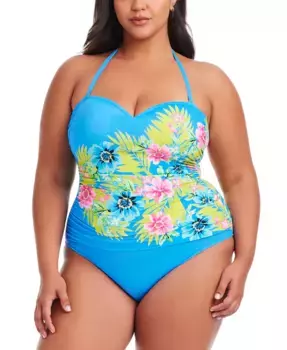 Купальник Plus Size Lets Get Away с присборенной деталью Bleu by Rod Beattie, мультиколор