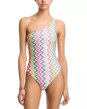 Купальник Printed One Shoulder One Piece с принтом и одним плечом Missoni, мультиколор