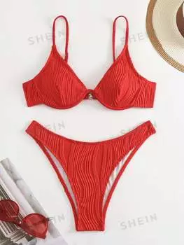 Купальник раздельный Shein Swim Basics текстурированный, красный