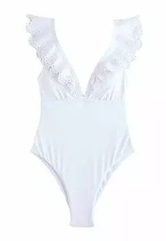 Купальник REGULAR FIT - PLUNGE FRILL LASER CUT TUMMY CONTROL Next, белый