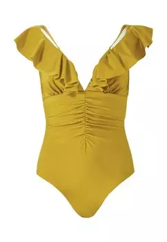 Купальник RUFFLE PLUNGE TUMMY CONTROL Mint Velvet, зеленый