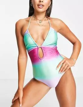 Купальник с эффектом омбре и сборками спереди ASOS DESIGN