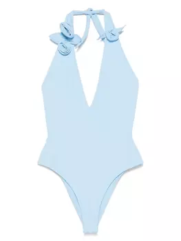 Купальник с цветочной аппликацией Coperni, синий