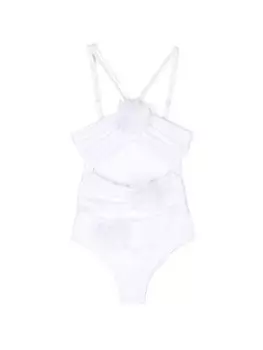 Купальник с цветочной аппликацией Monnalisa, белый