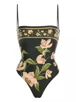 Купальник с цветочным принтом AGUA BY AGUA BENDITA, зеленый