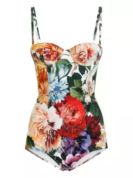 Купальник с цветочным принтом DOLCE & GABBANA, красный