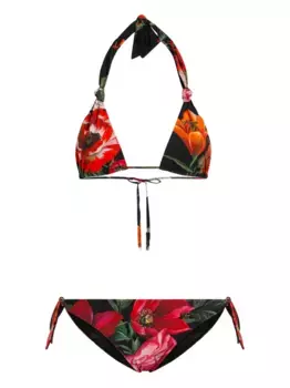 Купальник с цветочным принтом DOLCE & GABBANA, черный
