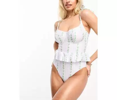 Купальник с цветочным принтом и обоями ASOS DESIGN Fuller Bust с чашечками и баской