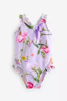 Купальник с цветочным принтом и оборками Baker By Ted Baker, фиолетовый