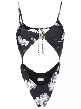 Купальник с цветочным принтом и вырезом Amir Slama, черный