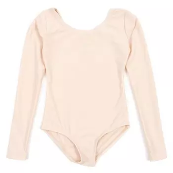 Купальник с длинными рукавами для девочек, классический сплошной цвет Leveret, цвет Nude Pink