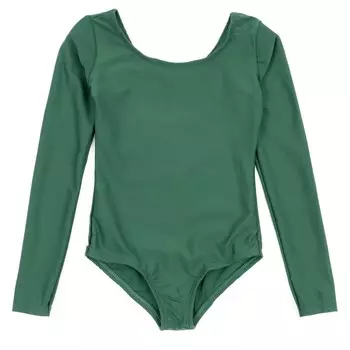 Купальник с длинными рукавами для девочек, классический сплошной цвет Leveret, цвет Uniform Green