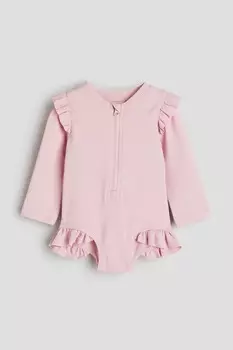 Купальник с длинными рукавами H&M, розовый