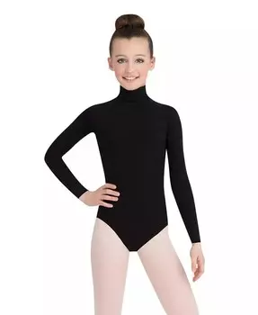 Купальник с длинными рукавами и высоким воротом для девочек с кнопками Capezio, черный
