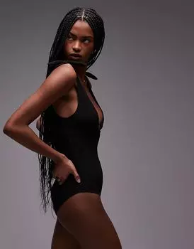 Купальник с глубоким вырезом черного цвета & Other Stories