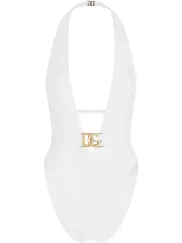 Купальник с глубоким вырезом и поясом DOLCE & GABBANA, белый