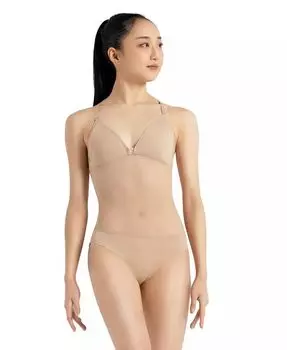 Купальник с глубоким вырезом и сетчатым вырезом Capezio, коричневый/бежевый