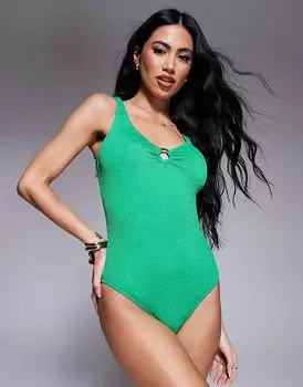 Купальник с гофрированным кольцом спереди зеленого цвета South Beach