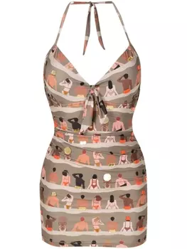 Купальник с графичным принтом Amir Slama, зеленый