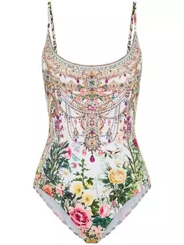 Купальник с графичным принтом Camilla, белый