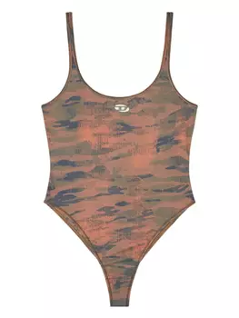 Купальник с камуфляжным принтом Diesel, розовый