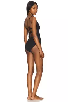 Купальник с косточками и глубоким вырезом Luli Fama, black