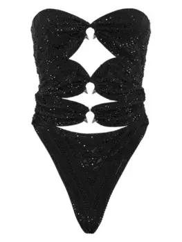 Купальник с кристаллами Philipp Plein, черный