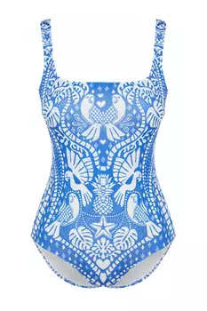 Купальник с квадратным вырезом и тропическим узором Trendyol, разноцветный