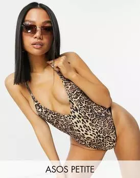 Купальник с леопардовым принтом ASOS DESIGN petite