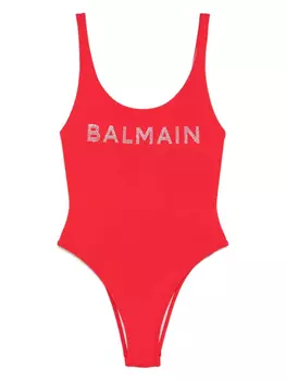 Купальник с логотипом Balmain, красный