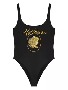 Купальник с логотипом Versace, черный