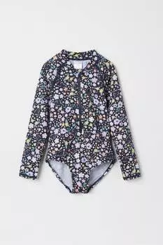 Купальник с мелким цветочным принтом Polarn O Pyret, синий