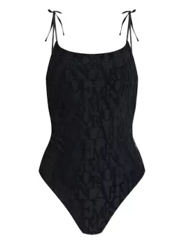 Купальник с монограммным узором Emporio Armani, черный