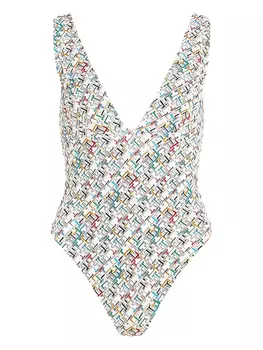 Купальник с монограммным узором Tommy Hilfiger, белый
